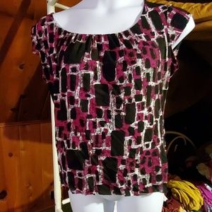 Worthington Dress Top Purple Black White